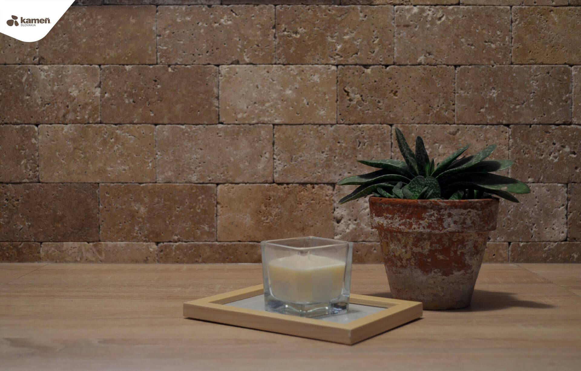 Travertín Antik COFFEE ATR55 kamenný tehličkový obklad - thumbnail 2