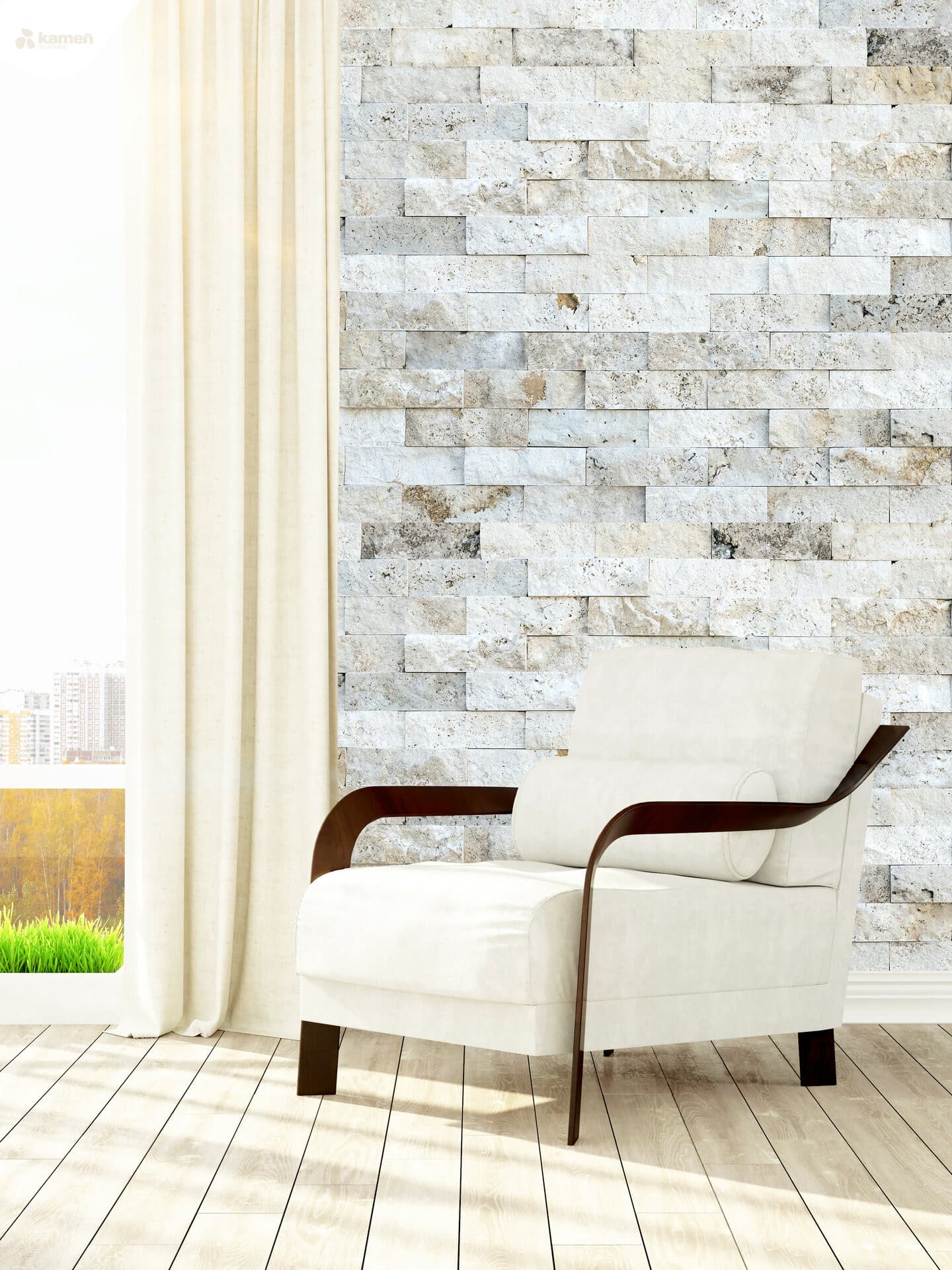 Travertín BS22 kamenný tehličkový obklad - thumbnail 4