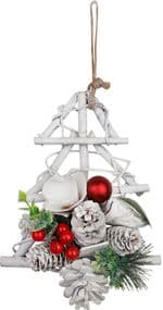 Dekorácia MagicHome Vianoce, stromček s čečinou a šiškami, závesný, 18x6x20 cm - thumbnail 2