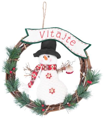 Dekorácia MagicHome Vianoce, Veniec Snehuliak, 37 cm - thumbnail 1