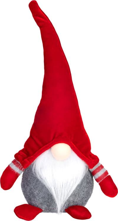 Postavička MagicHome Vianoce, Škriatok s krátkymi nohami, látkový, červeno-sivý, 15x9x33 cm - thumbnail 1